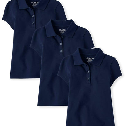 Lot de 3 Polos Piqué Manches Courtes Fille The Children's Place, couleur Tidal, Taille Large
