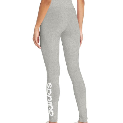 adidas Womens Essentials High-Waisted Logo Leggings, Medium Grey Heather/White, XS