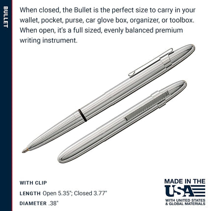 Shiny Chrome Space Pen with Matching Clip