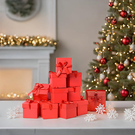GP SUP 12 Pcs Squared Gift Boxes with Lids,Gold Kraft for Birthdays Christmas，Weddings, Baby Showers, Valentine's Day (Red, 6”×6”×6”) (Chaoqun0027)