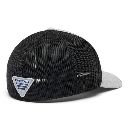Columbia Unisex PFG Fish Flag Mesh Ball Cap-High Crown, Cool Grey Heather/Grill/US Fish Flag, Large/X-Large
