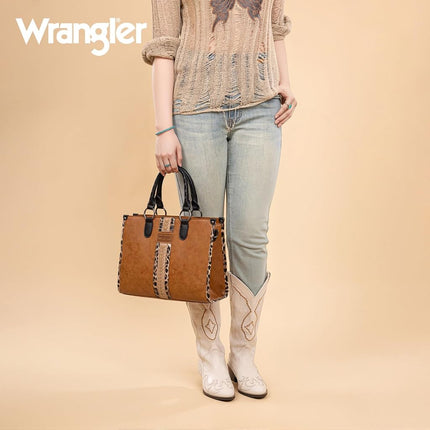 Sac à bandoulière tissé léopard Wrangler pour femme, petit marron miel avec sangle de guitare, taille unique