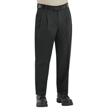 Red Kap Men's Pleated Twill Slacks, Black, 36x32