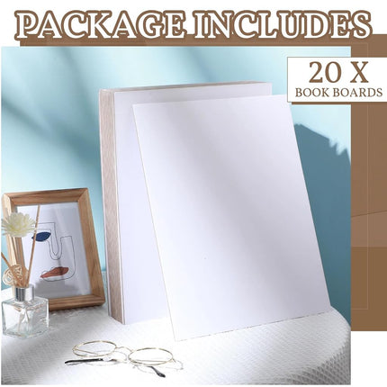 20 Pcs Book Board, Binders Board Chipboard Designer Bookboard Kraft Heavy Duty Chipboard Sheets Bookbinding Supplies for Book Binding Cover (White, 12.5 x 10 Inch 50PT)