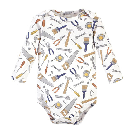 Hudson Baby Unisex Baby Cotton Long-Sleeve Bodysuits, Construction Work 3-Pack, Preemie, Construction Work 3-pack, Preemie