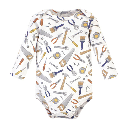 Hudson Baby Unisex Baby Cotton Long-Sleeve Bodysuits, Construction Work 3-Pack, Preemie, Construction Work 3-pack, Preemie