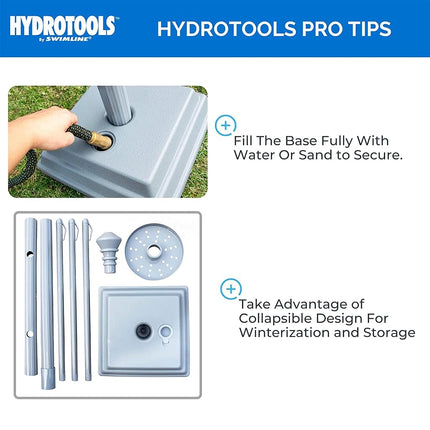 Swimline HYDROTOOLS 89033 Premium Free Standing Poolside Valet Towel Rack Adjustable With Water Weighted Base Three Arms Secure Clips For Outdoors & Indoors Pool Patio Poolside Holder Drying Stand
