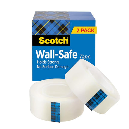 Scotch Wall-Safe Tape, 2 Refill Rolls, Clear Remov