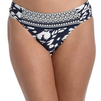 Traje de baño bikini de la parte de abajo La Blanca para mujer fruncido al costado, color índigo//Mareas Cambiantes, talla 10