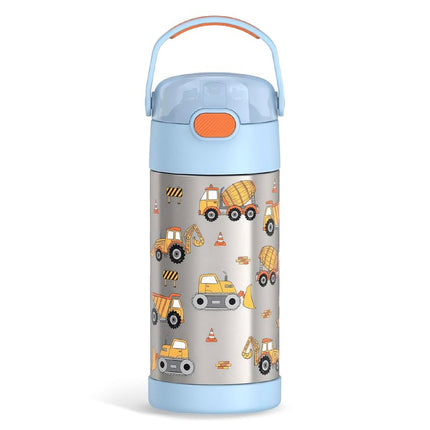 Botella de agua THERMOS FUNTAINER con pajita - 355 ml - Botella de agua infantil de acero inoxidable con aislamiento al vacío con tapa, Diseño de Construcción