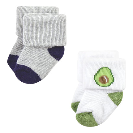 Hudson Baby Baby Girls' Cotton Rich Newborn and Terry Socks, Snacks, 0-6 Months
