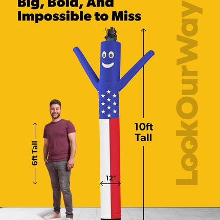 LookOurWay American Flag Themed Air Dancers Inflatable Tube Man Attachment, 10-Feet (No Blower)