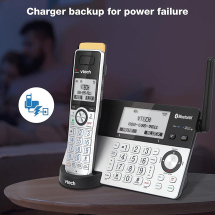 VTech IS8151-2 Super Long Range 2 Handset DECT 6.0 Cordless Phone for Home with Answering Machine, 2300 ft Range, Call Blocking, Bluetooth, Headset Jack, Power Backup, Intercom, Expandable to 12 HS