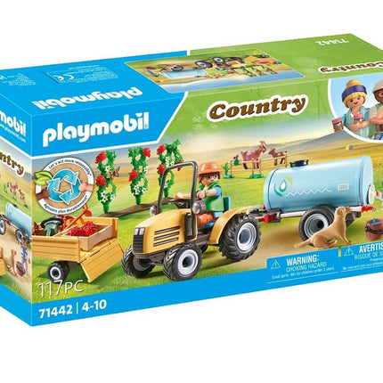 Playmobil 71442 Country: Tractor with Trailer and Water Tank, fresh harvest on the farm, learning about the environment, fun imaginative role-play, sustainable play sets suitable for children ages 4+