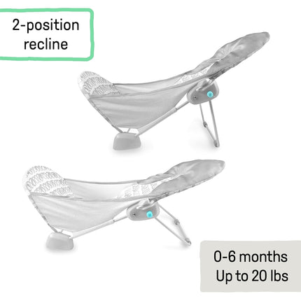 Ingenuity Foldaway 2-Position Baby Bath Seat, Adjustable Support for Sink or Bathtub, Ages 0-6 Months up to 20 Pounds, Machine-Washable Sling