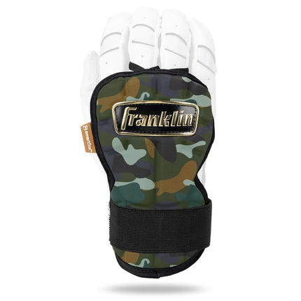 Franklin Sports Baseball Hand + Wrist Guard - PRT LG Series Adult Hand + Wrist Protector for Batting - Protective Hand, Wrist Shield - Right + Left Hand Hitters - Camo + Gold - One Size - Adult