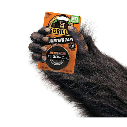 Gorilla - Heavy Duty Double Sided Mounting Tape, Weatherproof, 1" x 60", Black, (Pack of 1)