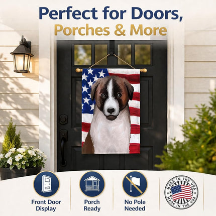 Caroline's Treasures CK6477CHF Cao de Gado Transmontano American Flag Flag Canvas House Size, Large, multicolor