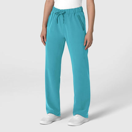 WonderWink Women's Stovepipe High-Low Hem Scrub Pant, Teal Blue, Medium