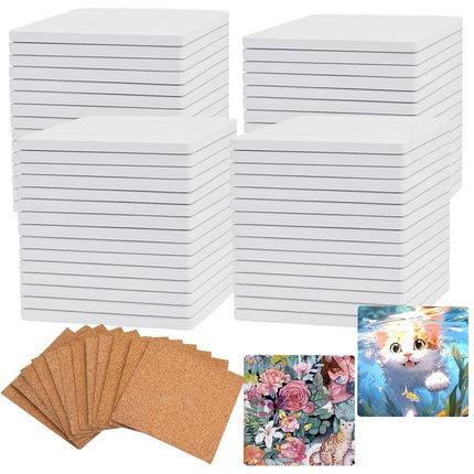 COYMOS 60 Pcs Ceramic Tiles for Crafts White Ceram