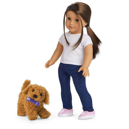 American Girl Truly Me 18-inch Doll Pet Daffodil Doodle Dog with Magnetic Mouth to Hold Her Barbell Toy, For Ages 6+