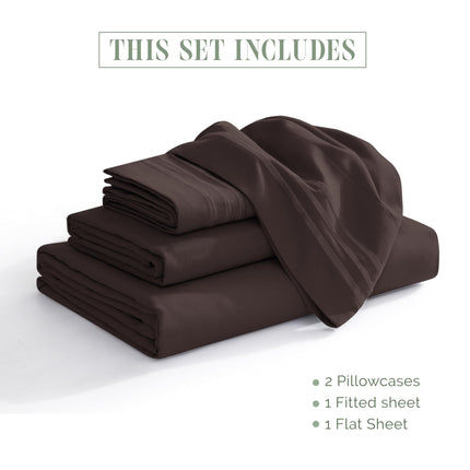 Elegant Comfort 4-Piece Bed Sheet Set - Luxury Bedding 1500 Premium Hotel Quality Microfiber, All Around Elastic 18-24 Inches Deep Fitted Sheet- Extra Deep Pocket Sheets, King, Brown