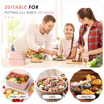 Keweis Silicone Food Storage Containers, Set of 3 Bento Lunch Box Containers with Lids, Hard-Shell Silicone, Airtight, Microwave, Dishwasher and Freezer Safe (10oz, 23.6oz, 44oz) (Pink) (CGJ-1)