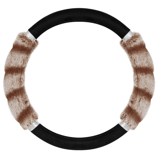 BDK Bear Fur Steering Wheel Cover, Plush Faux Fur 