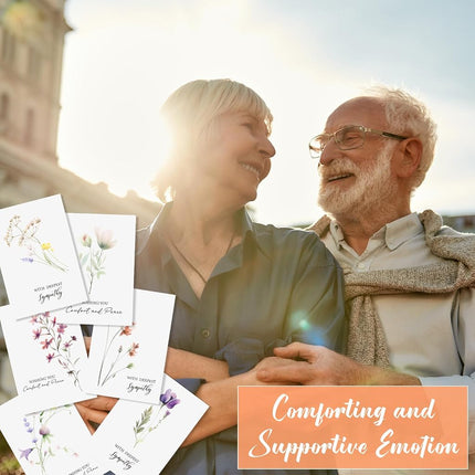 Saypacck 100 Sets Bulk Sympathy Cards with Envelopes and Stickers Condolences Bereavement Greeting Cards to Express Your Condolences(Flower)