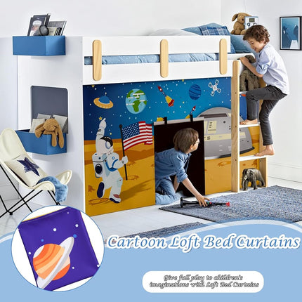 YRDKB Astronaut Bunk Bed Curtains - 33H Premium and Customizable Cartoon Loft Bed Curtains for Children to Enhance The Imaginative Creation Bedroom Curtains(3PCS,Full)