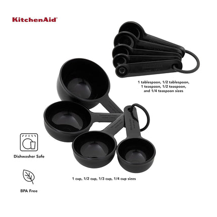 KitchenAid Universal Measuring Cup and Spoon Set, 9 Piece, Black