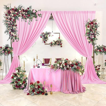 AK TRADING 10 feet x 10 feet Polyester Backdrop Drapes Curtains Panels with Rod Pockets - Wedding Ceremony Party Home Window Decorations - Pink (DRAPE-5x10-PINK)