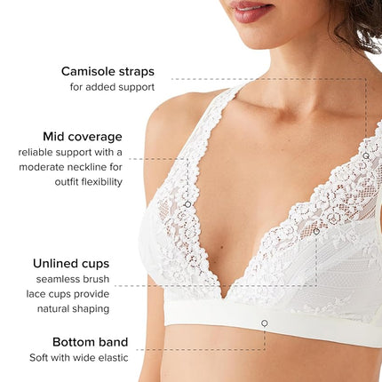 Wacoal Women's Embrace Lace Soft Cup Bra, White, 36A