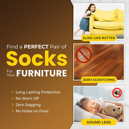 Chair Leg Socks 16/24/32 Pcs Brown Furniture Leg Covers Floor Protectors