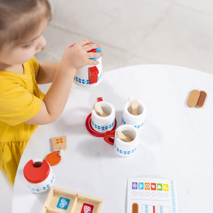 Melissa & Doug Steep & Serve Wooden Toy Tea Set | Pretend Play | Play Food | Wooden Toy | 3+ | Gift for Boy or Girl