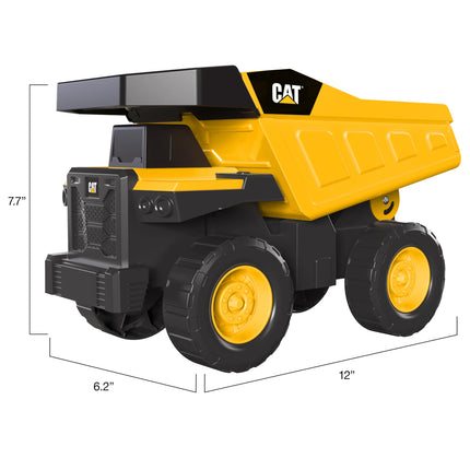 CAT Construction, Real Steel Max Dump Truck 12" - Heavy Duty Steel Construction Toy with Realistic Working Dump Bed – Durable Vehicle for Indoor & Outdoor Play – Ages 3+, Yellow
