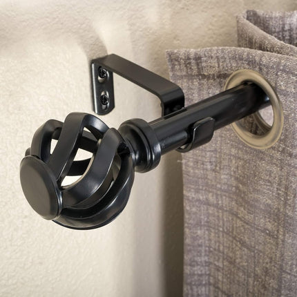Decopolitan Curtain Rod, Black, 18 to 36 Inches