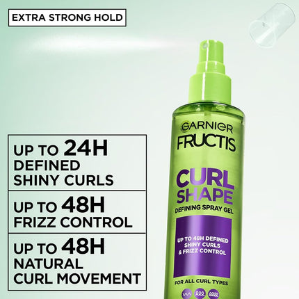 Garnier Fructis Style Curl Shape Defining Spray Gel for No Frizz, 8.5 Fl Oz, 3 Count (Packaging May Vary)