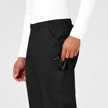 WonderWink Men's Petite Wonderwork Cargo Pant Short, Black, Small