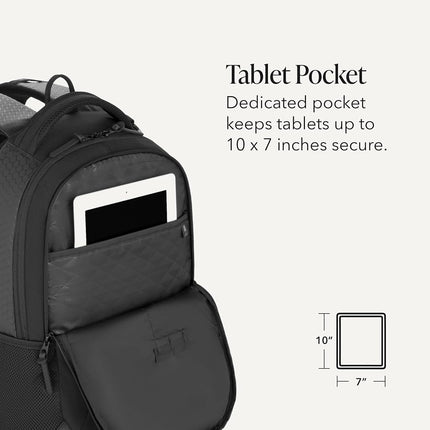 SWISSGEAR Cecil Laptop Backpack Fits up to 16-Inch Laptop, Daypack for Travel and Work, Black Hex, 18-Inch