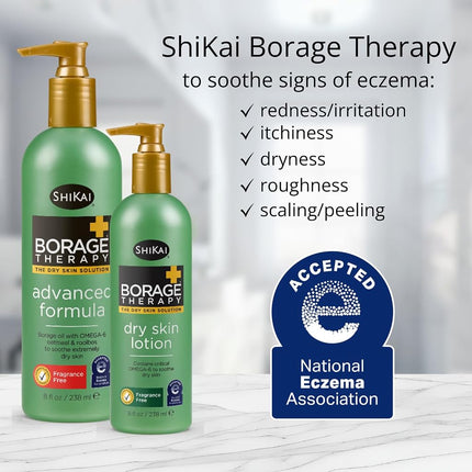 ShiKai - Crème Hydratante à base de plantes Borage Therapy pour peaux sèches, soulagement apaisant et hydratant pour peaux sèches, irritées et sujettes aux démangeaisons, non grasse, adaptée aux peaux sensibles (sans parfum, 236 ml)