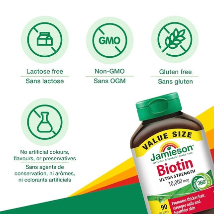 Jamieson 10000 mcg Biotin Ultra Strength 90 Softgels