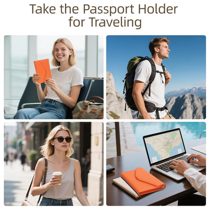 ZOPPEN Cartera de viaje multiusos con bloqueo Rfid para pasaporte (Ver.4), combo de tarjetero para pasaporte y vacuna, organizador de documentos triple para viaje, #24 Naranja, Talla única, Informal