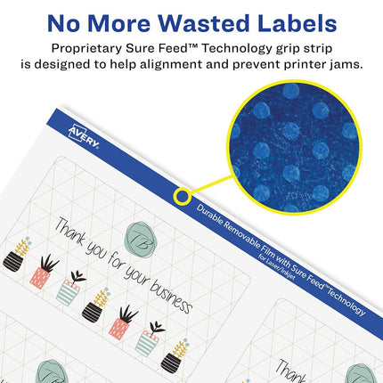 Avery Durable ID Labels with Sure Feed, 2" x 3.5", 200 White Labels, Print-to-The-Edge, Removable Label Adhesive, Laser/Inkjet Printable Labels