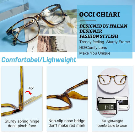 OCCI CHIARI Large Men Reading Glasses +1.0 Stylish Readers Big face +1.0 +1.25 +1.50 +1.75 +2.0 +2.25 +2.5 +2.75 +3.