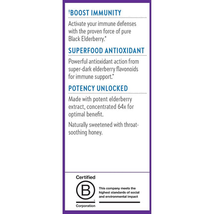 New Chapter Elderberry Syrup, 24 Servings, Immune Defense for Kids (4+) & Adults, 64x Concentrated Black Elderberry + Grade A Honey, No Corn Syrup, Non-GMO, Gluten Free
