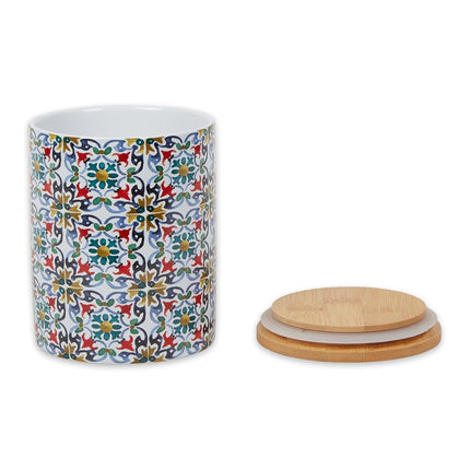 DII Kitchen Ceramics Collection Canister Set, Floral Tile, 3 Piece