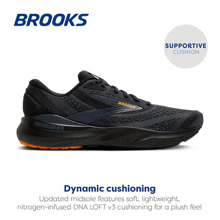 Brooks Men’s Adrenaline GTS 24 Supportive Running Shoe, Black/Country Blue/Orange, 7