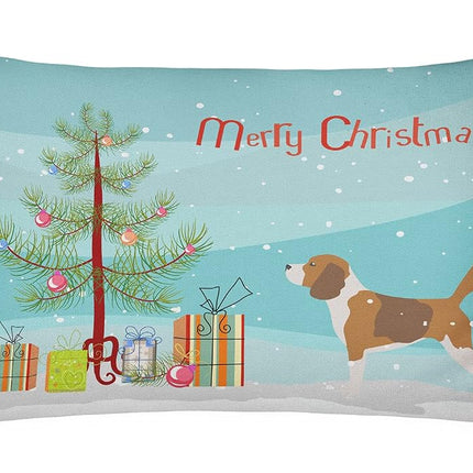 Caroline's Treasures BB2928PW1216 Beagle Merry Christmas Tree Canvas Fabric Decorative Pillow, 12H x16W, multicolor