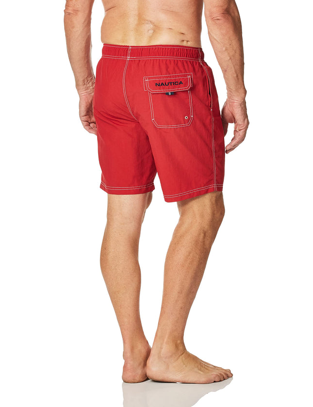 Nautica Men's Solid Quick Dry Classic Logo Swim-Trunk - red - X-Small